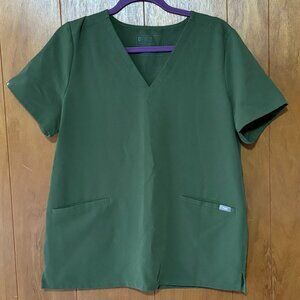 Figs Casma Three Pocket Scrub Top Dark Olive